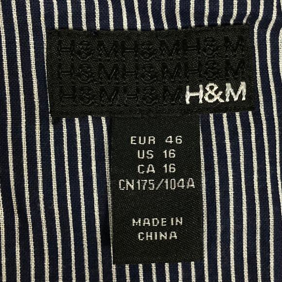 NWOT H&M Jacket 16 Navy Collar Double Breasted Buttons Cotton Elastane - Picture 4 of 16